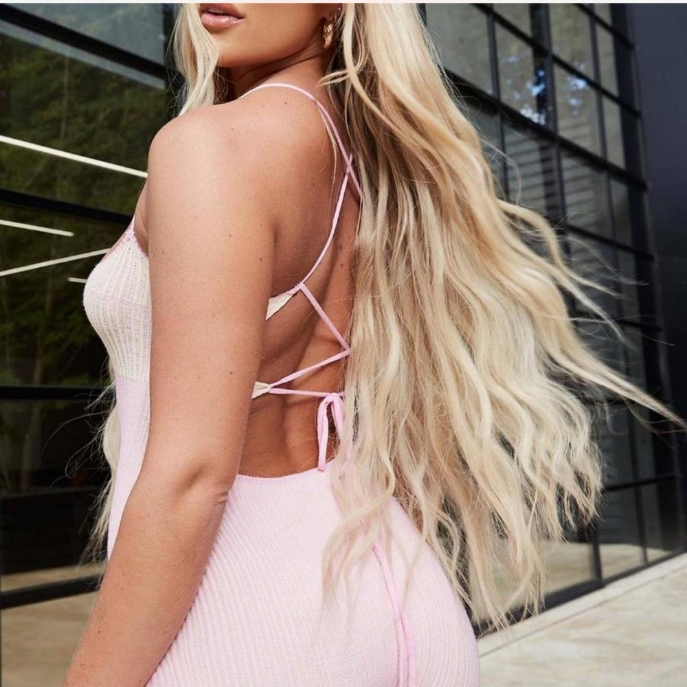 Pink Ribbed Knit Romper - Picture 3 of 4